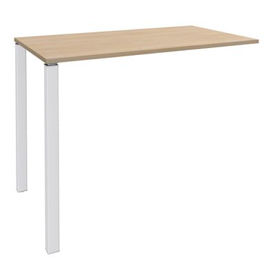 3253310158900-Table Lounge 2 Pieds - L140xH105xP80 cm - Pieds blanc - plateau imitation chêne clair--0