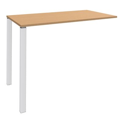3253310166080-Table Lounge - L120xH105xP60 cm - 2 Pieds blancs - plateau imitation hêtre--0