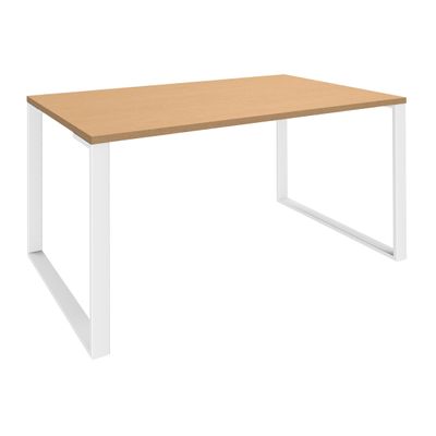 0404000122692-Bureau droit LOFTER - L120 cm - Plateau imitation Hêtre - pied Blanc--0