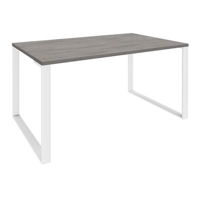 0404000122616-Bureau droit LOFTER - L80 cm - Plateau imitation chêne gris - pied Blanc--0