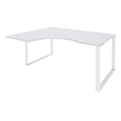 0404000123279-Bureau compact LOFTER - L160 cm - Retour à gauche - Plateau Blanc - pied Blanc - (pied de renfort obligatoire à rajou--0