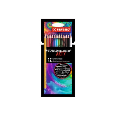 4006381547185-STABILO Aquacolor Arty - 12 Crayons de couleur aquarellables-Avant-0