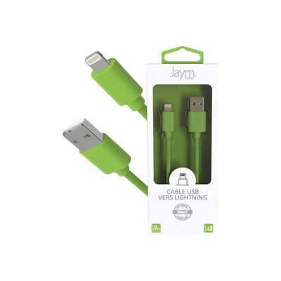 3701263512572-JAYM POP Collection - Câcle USB vers Lightning - 1.5 m - vert-Angle droit-0