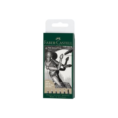 4005401671541-Faber-Castell PITT Artist Pen - Lot de 6 feutres noir - différentes pointes-Angle droit-0