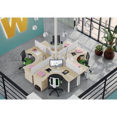 3253310164390-Bureau compact EXPRIM - L180 cm - Retour droite - Plateau Blanc perle - Pieds alu (Pieds de renfort obligatoire à rajou--1