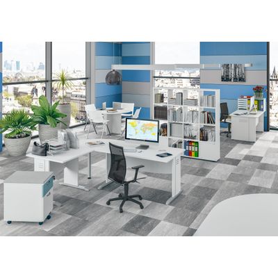 3253310263086-Bureau droit DUAL - L180 - Pieds blanc - plateau imitation noyer--1