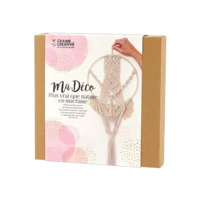 3532437910586-Graine Creative Ma Déco - kit macramé suspension cercle en bambou - 26 x 70 cm-Angle droit-0