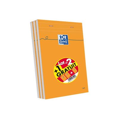 3020121070956-Oxford - Pack de 3 Blocs notes - A5 - 160 pages - petits carreaux - 80g-Angle gauche-0