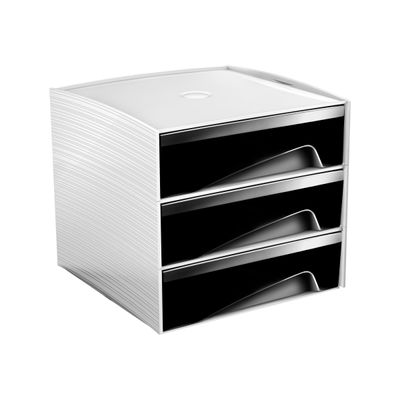 3462159004914-CEP MyCube Classic - Module de classement 3 tiroirs - noir/blanc-Angle gauche-0