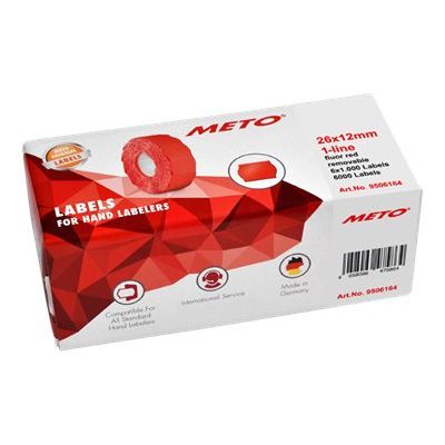 4058096475888-METO Proline - Boîte de 6 rouleaux de 1000 étiquettes permanentes - 26 x 12 mm - rouge - -Angle gauche-0