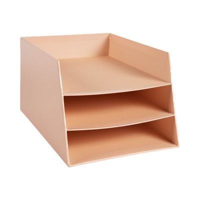 9002493116931-Exacompta Aquarel - Corbeille à courrier 3 niveaux - corail-Angle gauche-2