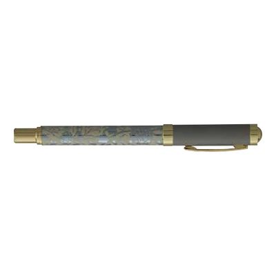 3219918242731-Enzo Varini Palazzo Maiolica - Stylo plume - fond beige motif argenté-Angle gauche-0