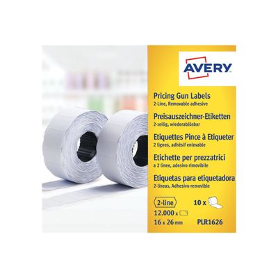 5014702023361-Avery - 10 rouleaux de 1200 étiquettes amovibles pour étiqueteuse 2 lignes - 16 x 26 mm - Blanc-Avant-4