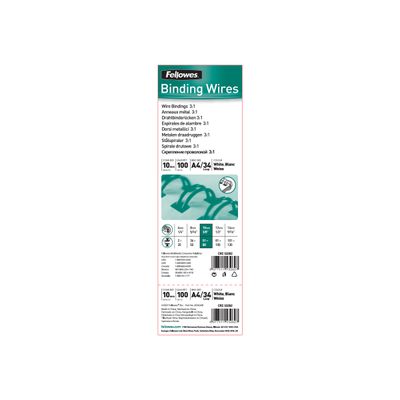 0077511532580-Fellowes - 100 anneaux de reliure en métal - 8 mm - jusqu'à 50 feuilles - blanc-Avant-2