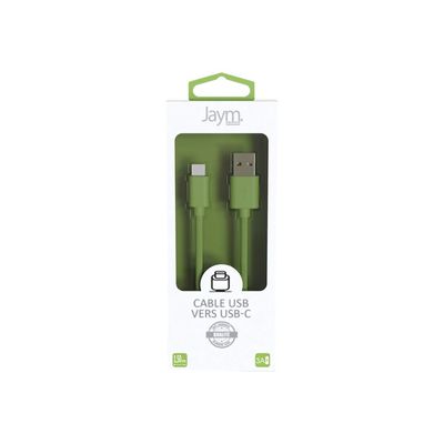3701263512534-JAYM POP Collection - Câble USB vers USB-C - 1.5 m - vert-Avant-2