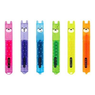 8059174834371-Legami Teddy's Mood - Pack de 6 mini surligneurs - bleu, vert, jaune, orange, rose, pourpre-Avant-0