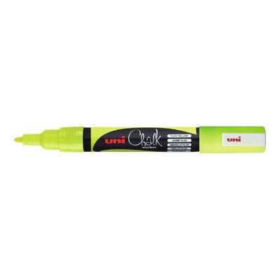 4902778175439-UNI CHALK - Marqueur craie - pointe fine conique - jaune fluo-Angle gauche-0