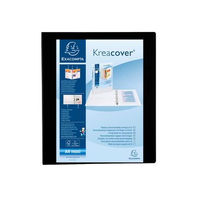 3130635184206-Exacompta Kreacover - Classeur à anneaux personnalisable - Dos 47 mm - A4 Maxi - pour 200 feuilles - noir - 3 -Avant-1