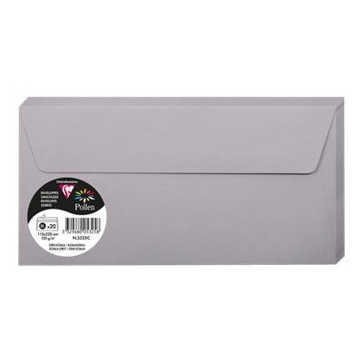 3329680053258-Pollen - 20 Enveloppes - 110 x 220 mm - 120 g/m² - gris-Angle droit-0
