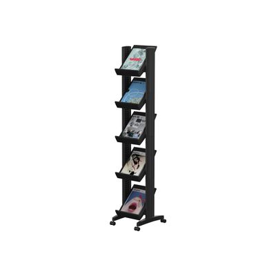 3660141880540-Présentoir mobile Corner - 5 tablettes pour documents format 24 x 32 cm - noir-Angle droit-0