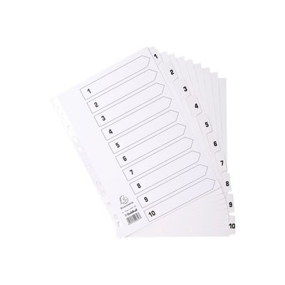 5016196103574-Exacompta - Pack de 25 intercalaires 10 positions numériques - A4 - blanc - touches plastif-Multi-angle-1