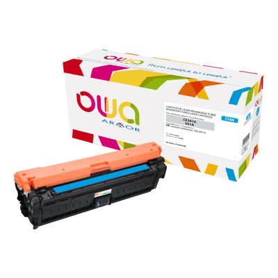 3112539625344-Cartouche laser compatible HP 651A - cyan - Owa K15837OW-Angle gauche-1