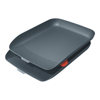 4002432126248-Leitz Cosy - 2 Corbeilles à courrier plastique - gris-Angle droit-0
