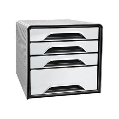 3462159012063-CEP Smoove - Module de classement 4 tiroirs - blanc/noir-Angle gauche-1
