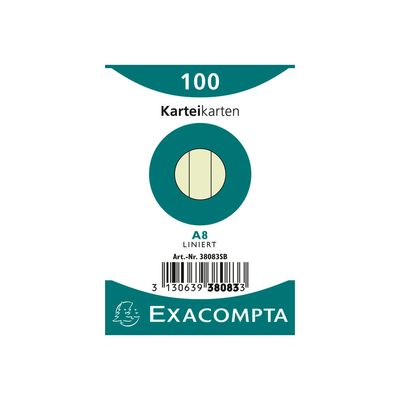 3130638380834-Exacompta - 40 Packs de 100 Fiches Bristol - 5,5 x 7,4 cm - lignées - non perforées - vert-Avant-1