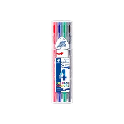 4007817338100-STAEDTLER triplus broadliner 338 - Pack de 4 feutres fins - pointes et couleurs assorties-Avant-1