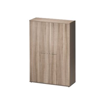 3483600784315-Armoire haute JAZZ+ - L120 x H183 x P48 - 2 portes - 4 étagères - Chêne gris-Angle droit-0