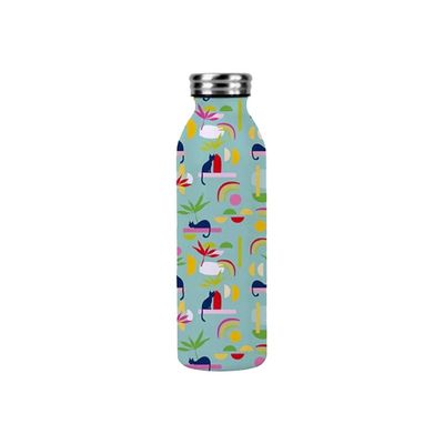 3700572754864-Kiub Chats Pop - Bouteille isotherme 450 ml - bleu menthe-Avant-0