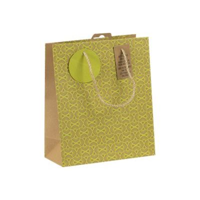 5033601002758-Clairefontaine - Sac cadeau kraft - néon jaune fluo - 21,5 cm x 10,2 cm x 25,3 cm-Angle gauche-0