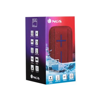 8435430616798-NGS Roller Coaster - mini enceinte waterprof sans fil - bluetooth - rouge-Angle gauche-8