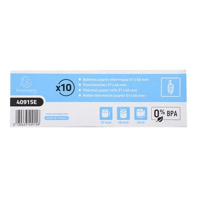 3130633409158-Exacompta - 10 Bobines thermiques - rouleaux TPE - 57 x 46 x 12 mm - sans Bisphénol A-Avant-2