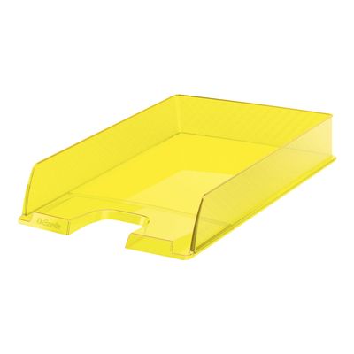 4049793015156-Esselte Europost - Corbeille à courrier - Jaune transparent-Angle droit-0