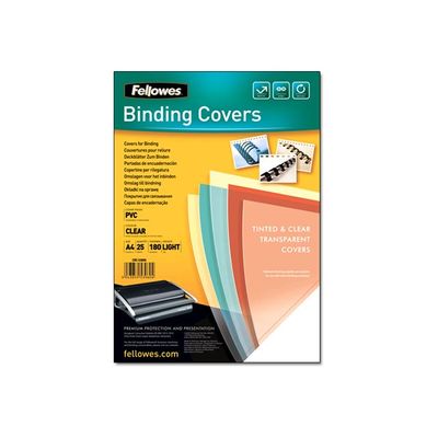 0043859539604-Fellowes - 25 couvertures à reliure A4 (21 x 29,7 cm) - plastique 180 microns - transparent-Avant-0