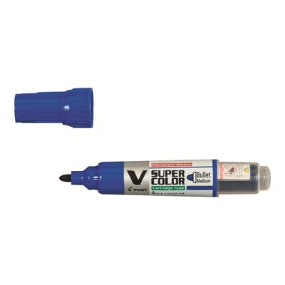 4902505357008-Pilot V SUPER COLOR - Marqueur permanent rechargeable - pointe ogive - bleu-Angle gauche-0
