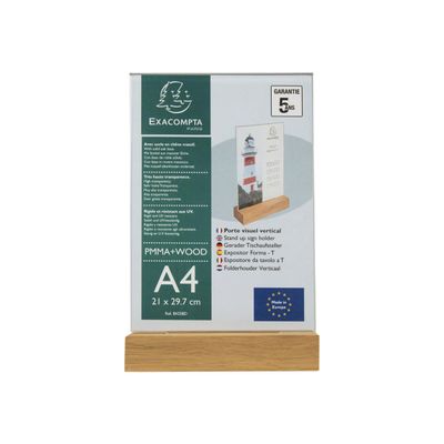 9002493109384-Exacompta - Porte-visuel avec socle en bois - A4 vertical - double face-Avant-0