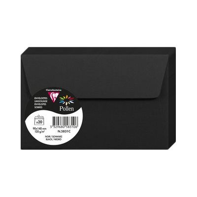 3329680583106-Pollen - 20 Enveloppes - 90 x 140 mm - 120 g/m² - noir-Angle droit-3