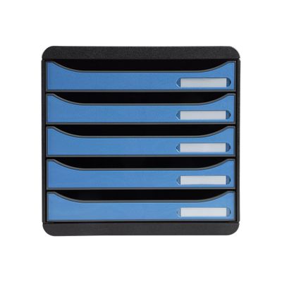 9002493424708-Exacompta Clean'Safe - Module de classement 5 tiroirs - noir/bleu-Avant-0