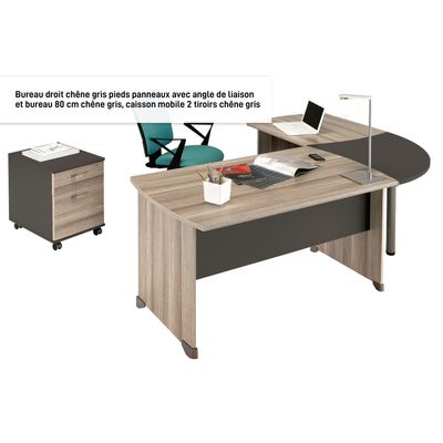 3483600783882-Bureau JAZZ+ - 120 cm - Pieds panneaux - Chêne gris--2