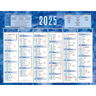 3592930026429-Calendrier bancaire année civile BOUCHUT "205 Bleu" 13,5 x 17, 5 cm coloris bleu 70 %--0