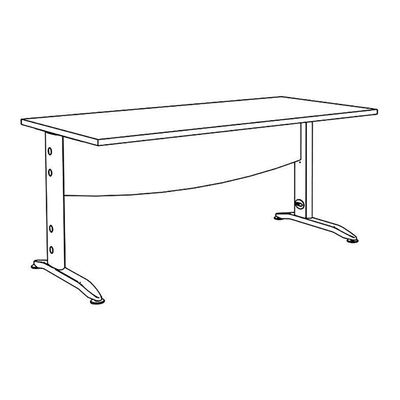 2012348122601-Bureau droit IDRA - L180 cm - Pieds blanc - plateau imitation Erable--3