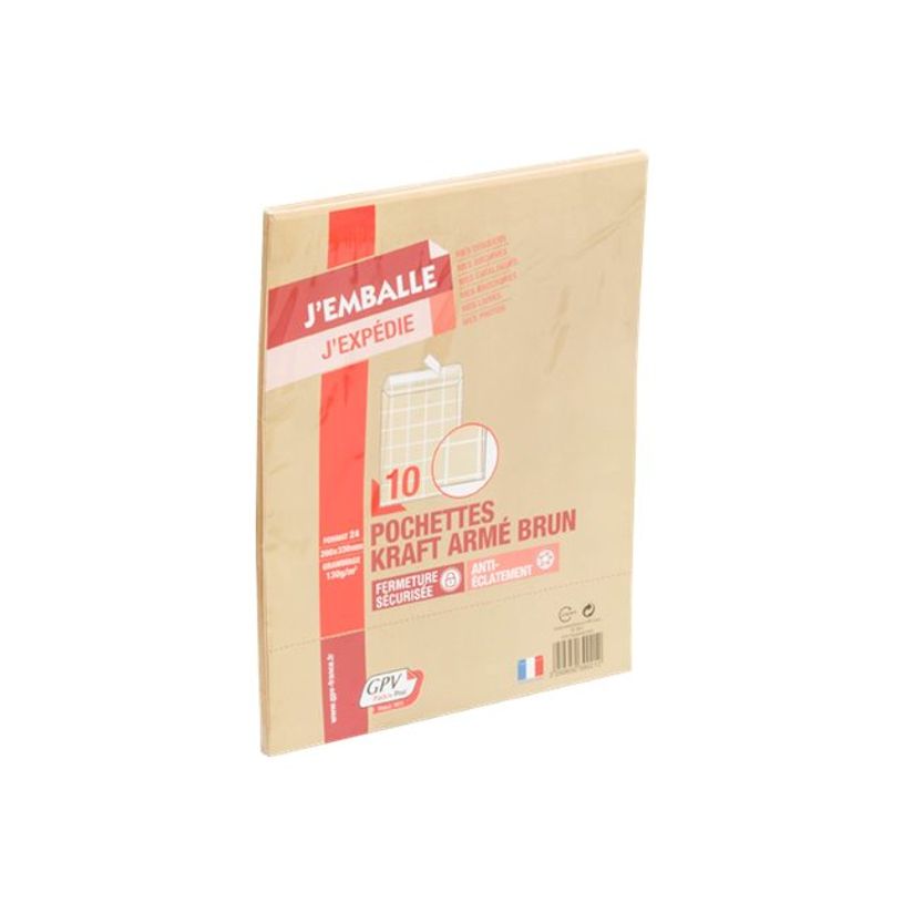 3250650390212-GPV Pack'n Post - 10 Pochettes kraft armé - 260 x 330 mm - 130 gr - bande auto-adhésive-P_39021_1-0
