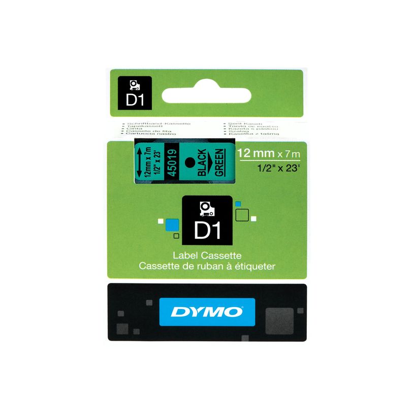 5411313450195-Dymo D1 - Ruban d'étiquettes auto-adhésives - 1 rouleau (12 mm x 7 m) - fond vert écriture -P_45019_5-0