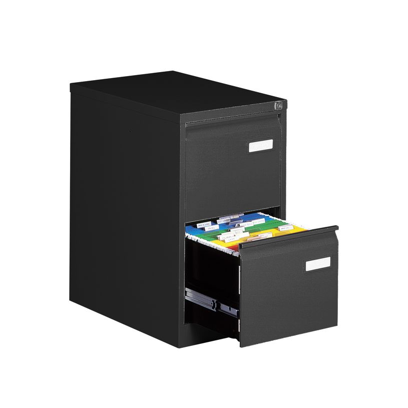5020073257854-Classeur métallique monobloc professionnel - 2 tiroirs - H71 x L41 x P62 cm - noir-P_123015_1-0