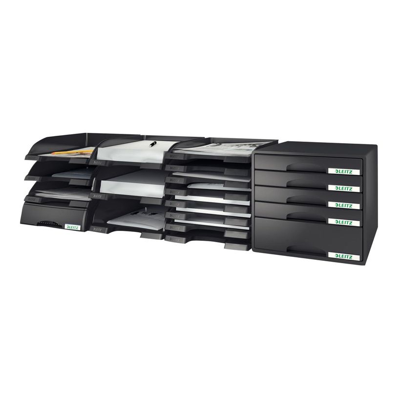 4002432370917-Leitz Plus - corbeille à courrier - pour A4 - noir-P_300016541_3-0
