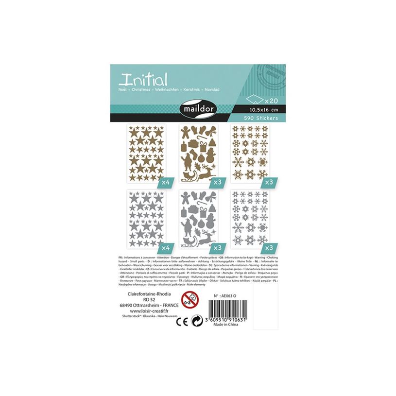 3609510910631-Maildor Initial - adhésif décoratif - Noël - 20 feuilles - argent, or (pack de 590)-P_300029708_1-7