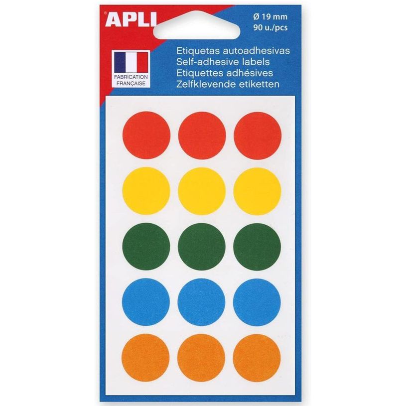 3270241000887-Apli Agipa - 90 Pastilles adhésives - couleurs assorties - diamètre 19 mm - réf 100088-P_300038626_1-0